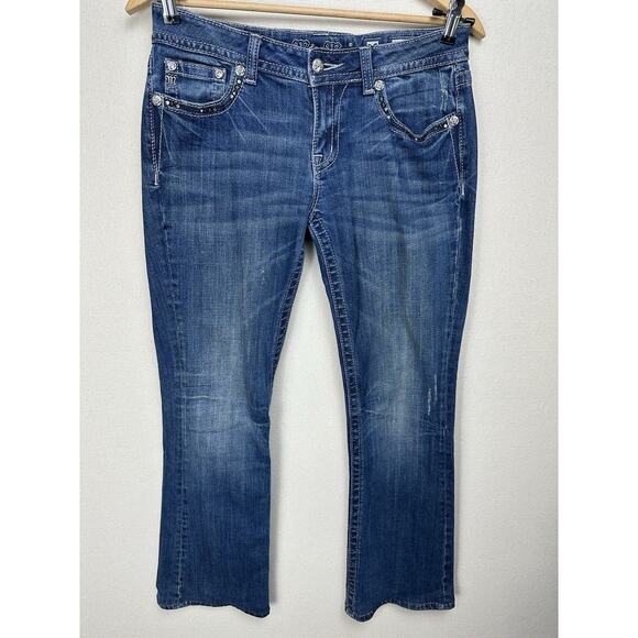 Miss Me Jeans Boot Cut Size 30 JP6220B Fleur de Lis Embellished Pocket Cowgirl - Picture 1 of 16
